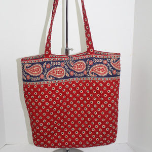 Vera Bradley American Red Tote Button Closure